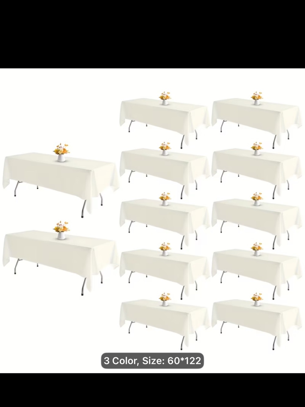 12 Ivory Polyester Tablecloths 60x102 Rectangle 6 Ft Wedding Party Banquet